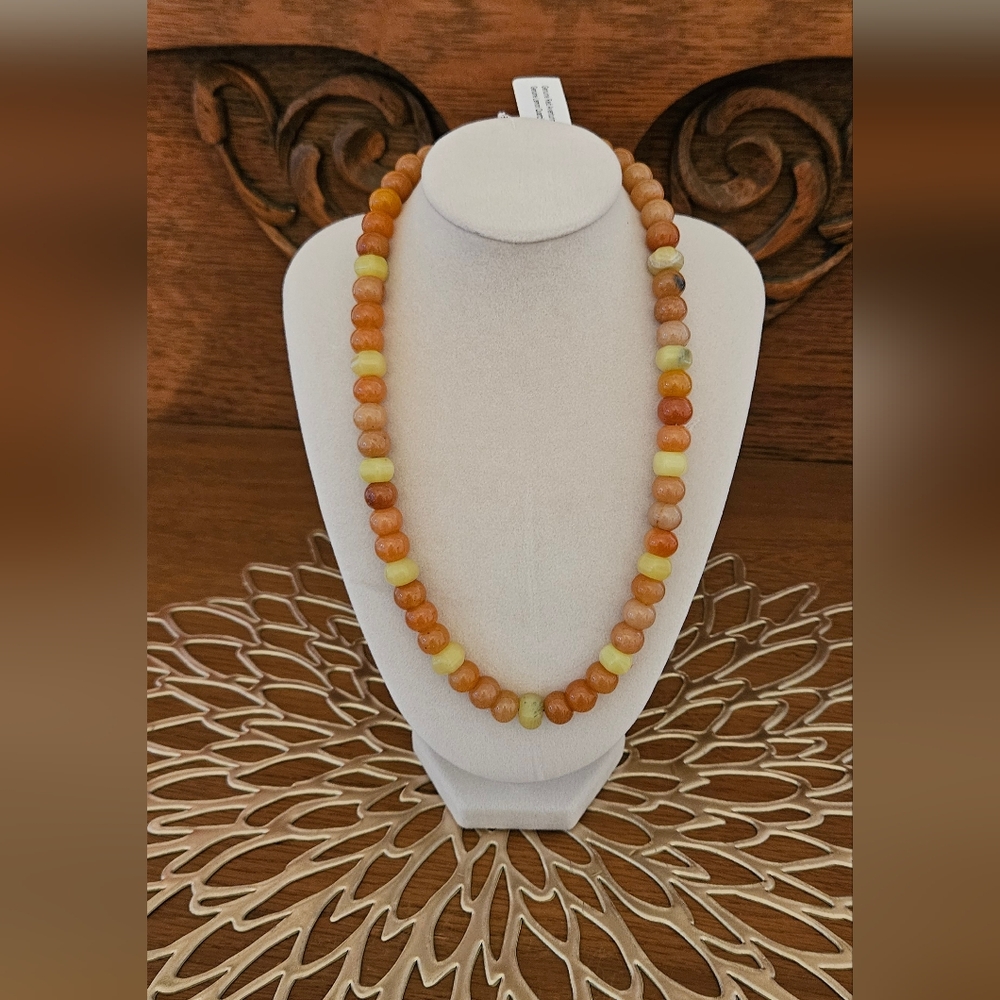 Red Aventurine And Lemon Quartz Beaded 18 In Necklace With 825 Silver Clasp
